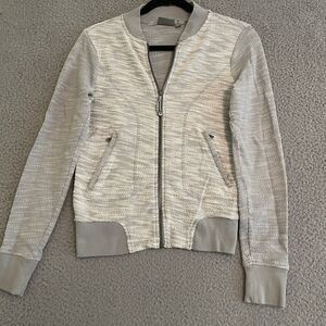 Athleta Jacket Bombastic Heathered Light Gray Bomber Full Zip Womens Size XS